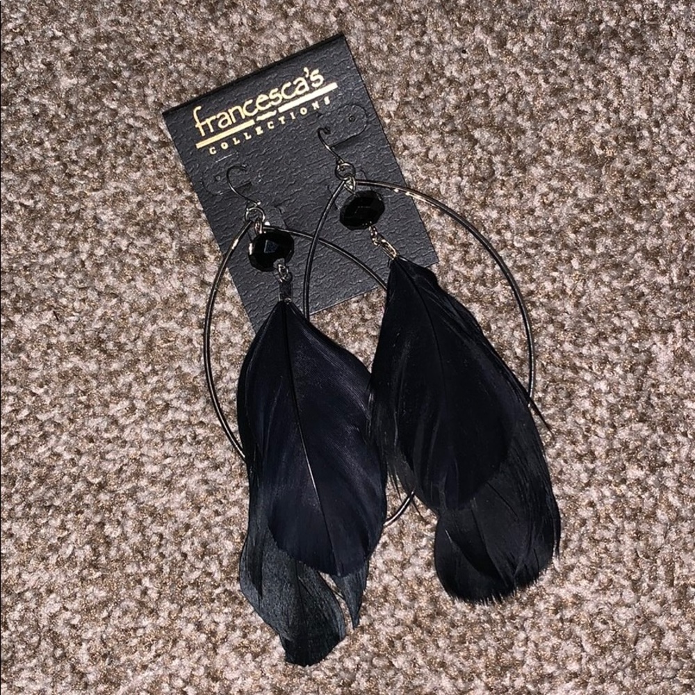 Francesca’s collection black feather earrings